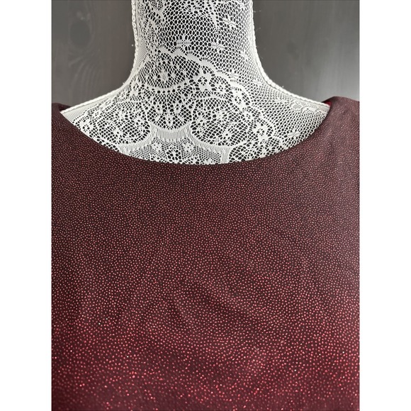 R&M Richards 12P Red Sleeveless Glitter Blouson Dress Ruffle Hem Open Back - Picture 3 of 16